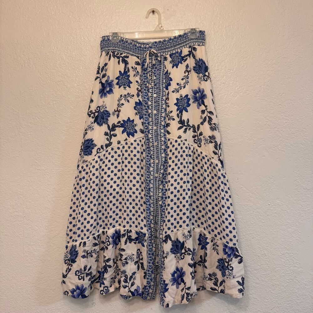 Farm Rio Floral Maxi Skirt Lined Size Medium Coastal Resortwear Vacation - Picture 4 of 9